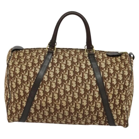 Christian Dior Trotter Canvas Boston Bag Brown Gold Auth 131686 - Picture 3 of 16